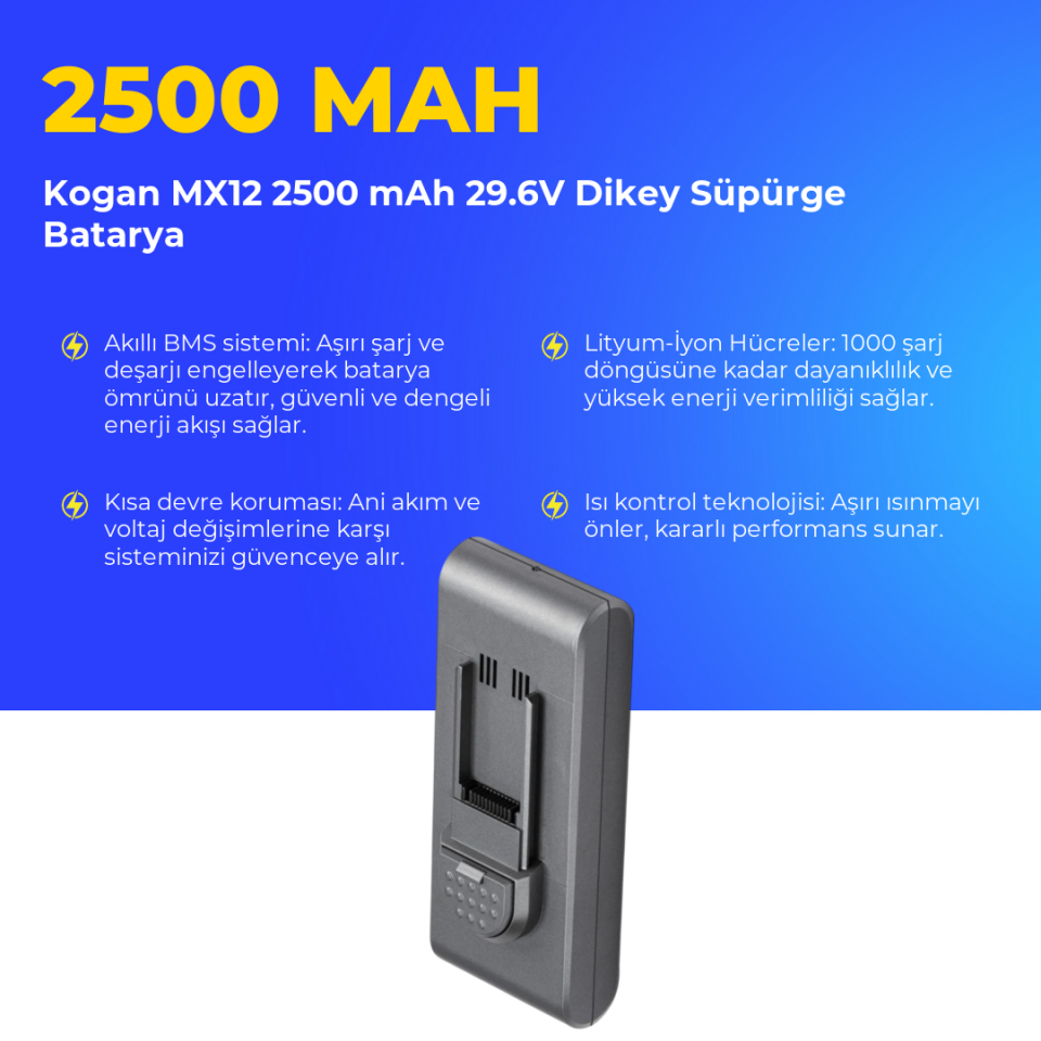 Kogan MX12 2500 mAh 29.6V Dikey Süpürge Batarya