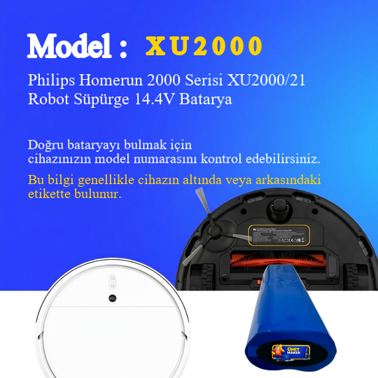 Philips Homerun 2000 Serisi XU2000/21 Robot Süpürge 2600 mAh Batarya