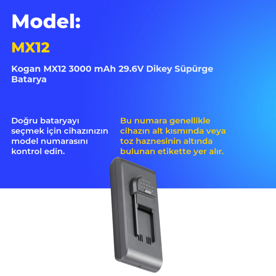 Kogan MX12 3000 mAh 29.6V Dikey Süpürge Batarya