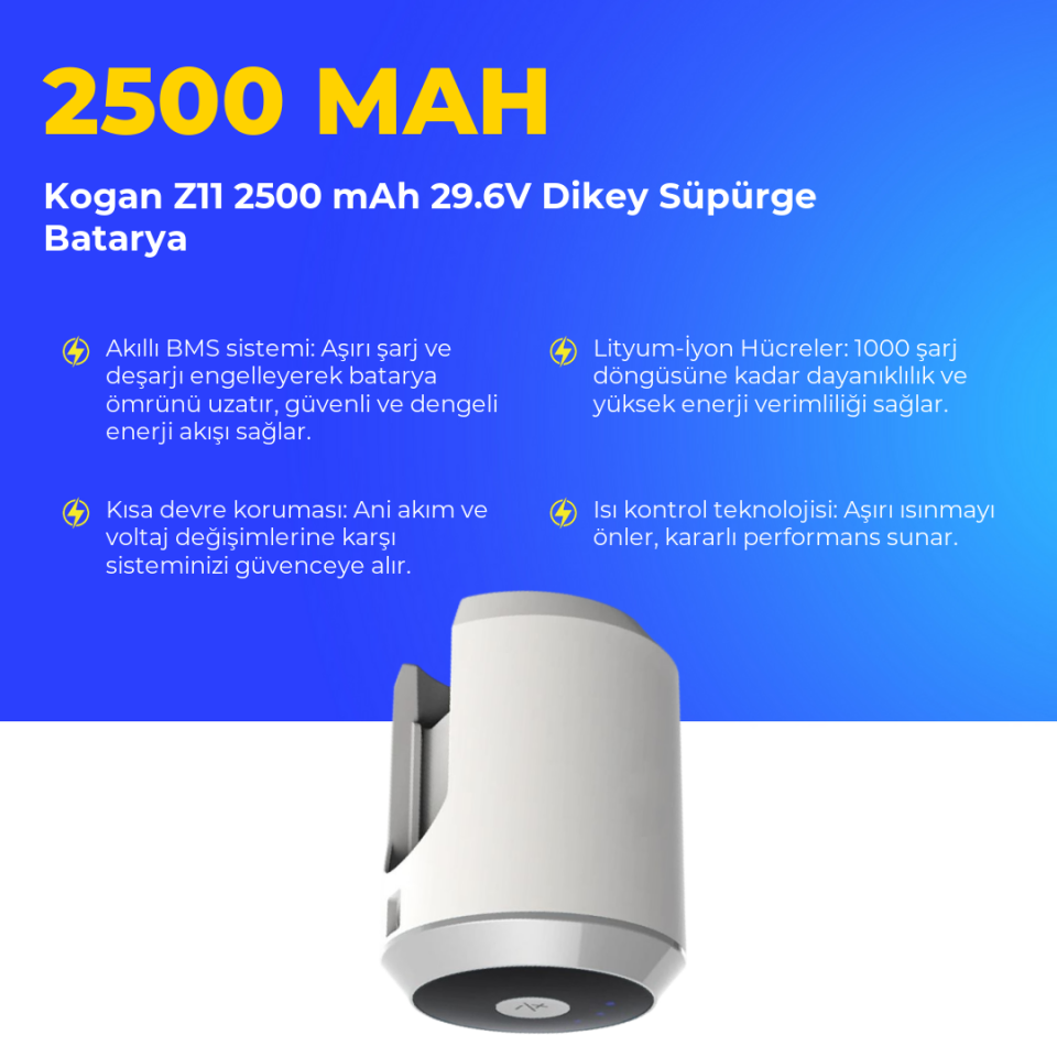 Kogan Z11 2500 mAh 29.6V Dikey Süpürge Batarya