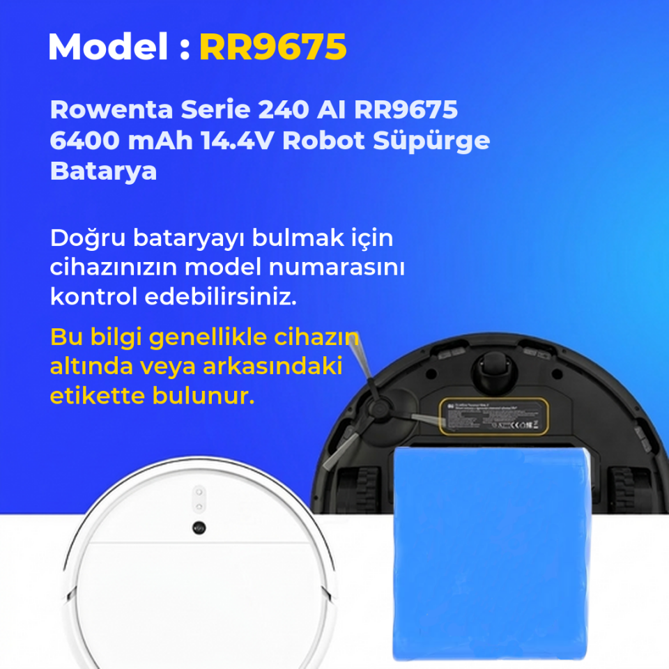 Rowenta Serie 240 AI RR9675 6400 mAh 14.4V Robot Süpürge Batarya