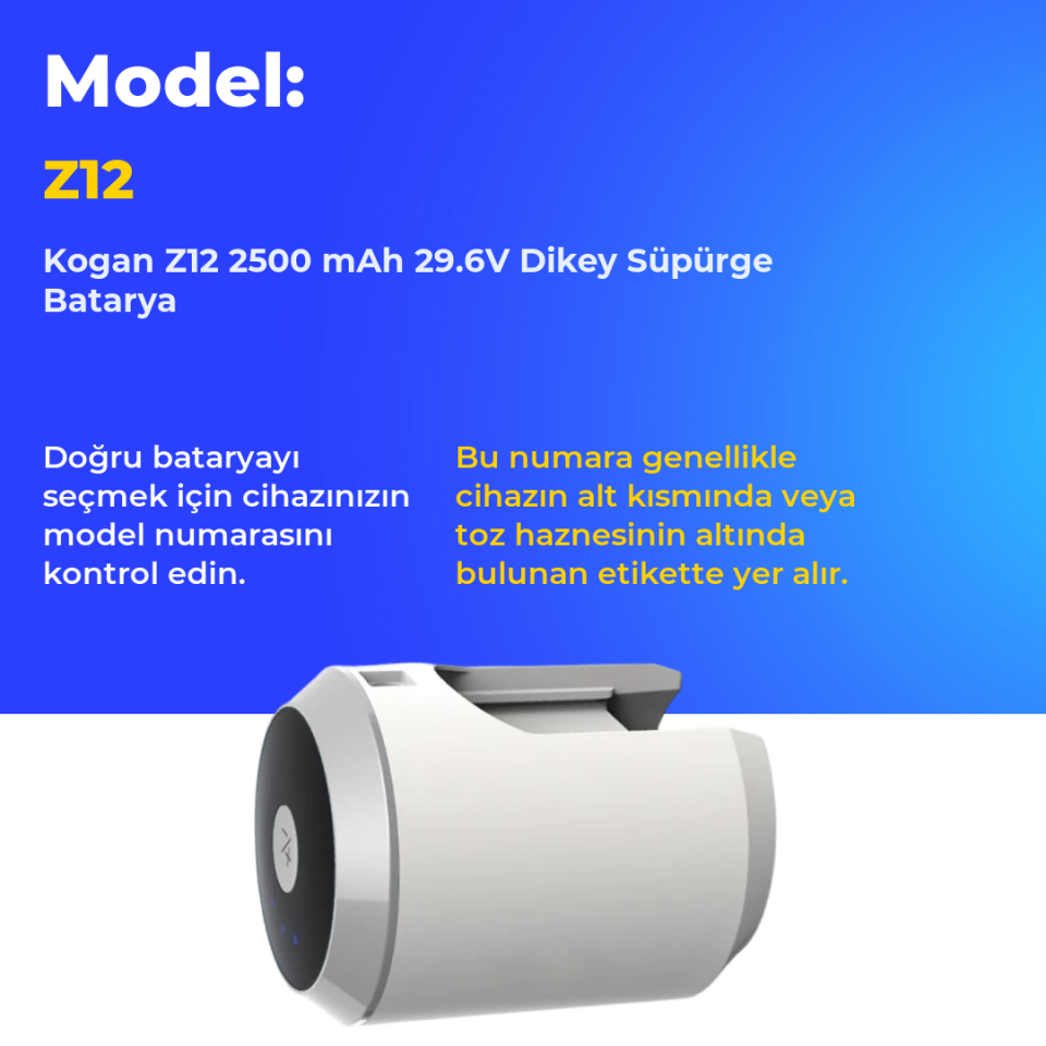 Kogan Z12 2500 mAh 29.6V Dikey Süpürge Batarya