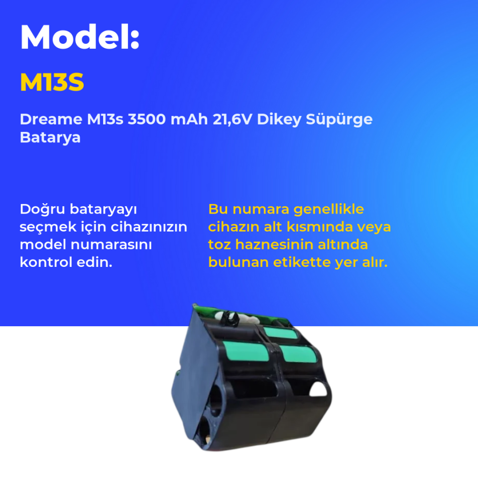 Dreame M13s 3500 mAh 21,6V Dikey Süpürge Batarya
