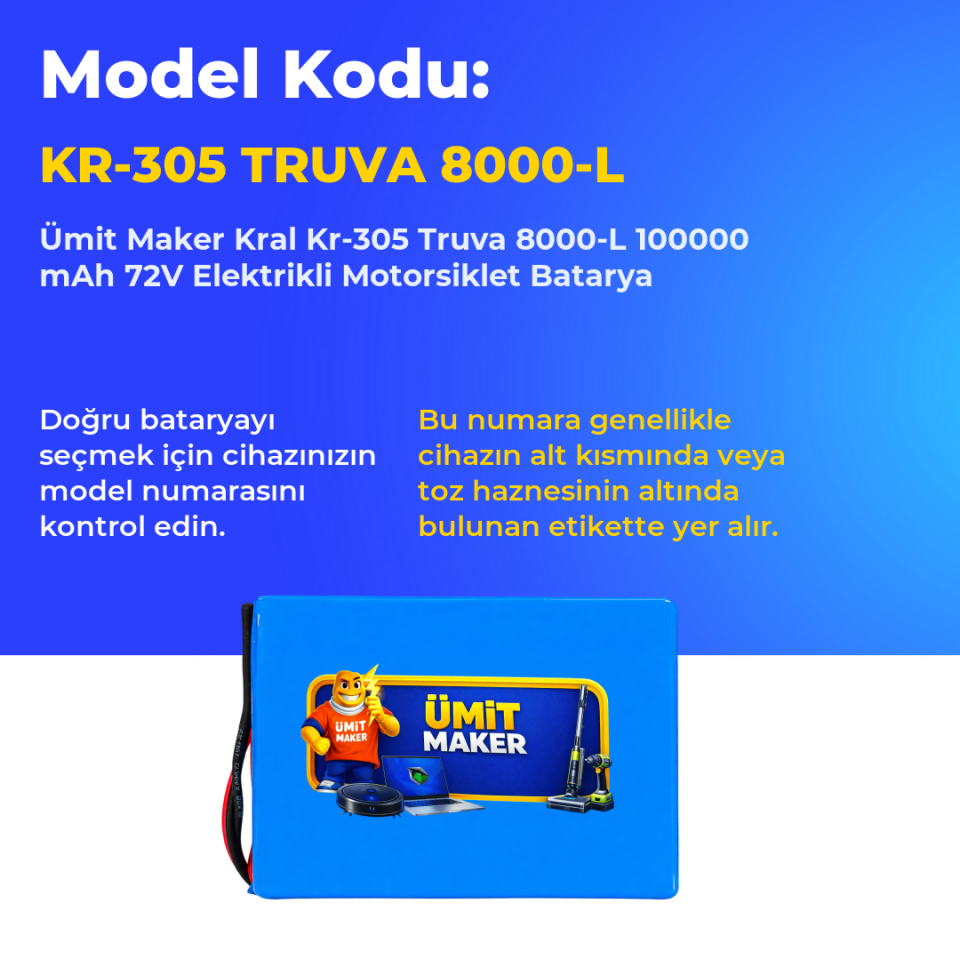 Kral Kr-305 Truva 8000-L 100000 mAh 72V Elektrikli Motorsiklet Batarya