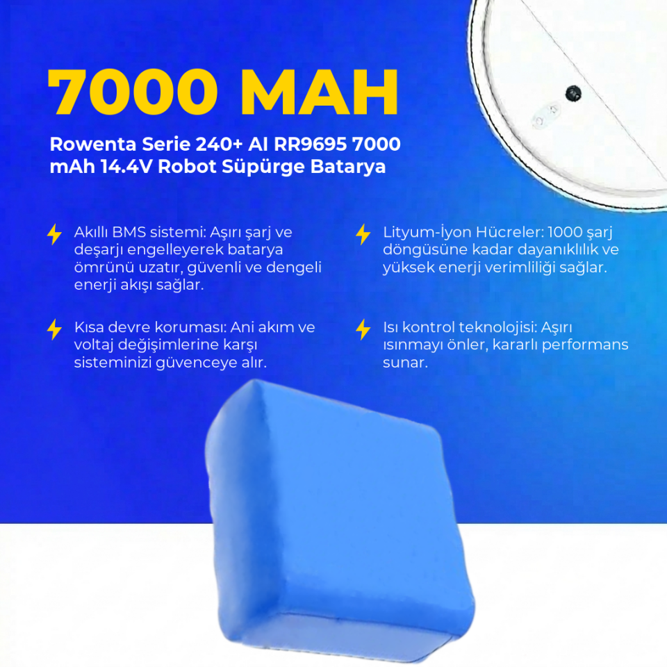 Rowenta Serie 240+ AI RR9695 7000 mAh 14.4V Robot Süpürge Batarya