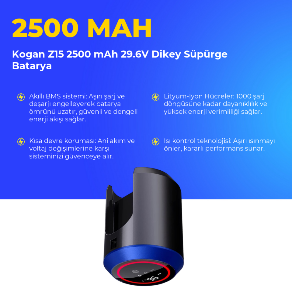 Kogan Z15 2500 mAh 29.6V Dikey Süpürge Batarya