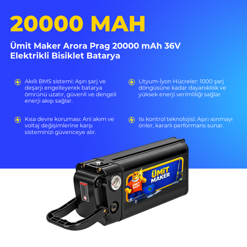 Arora Prag 20000 mAh 36V Elektrikli Bisiklet Batarya