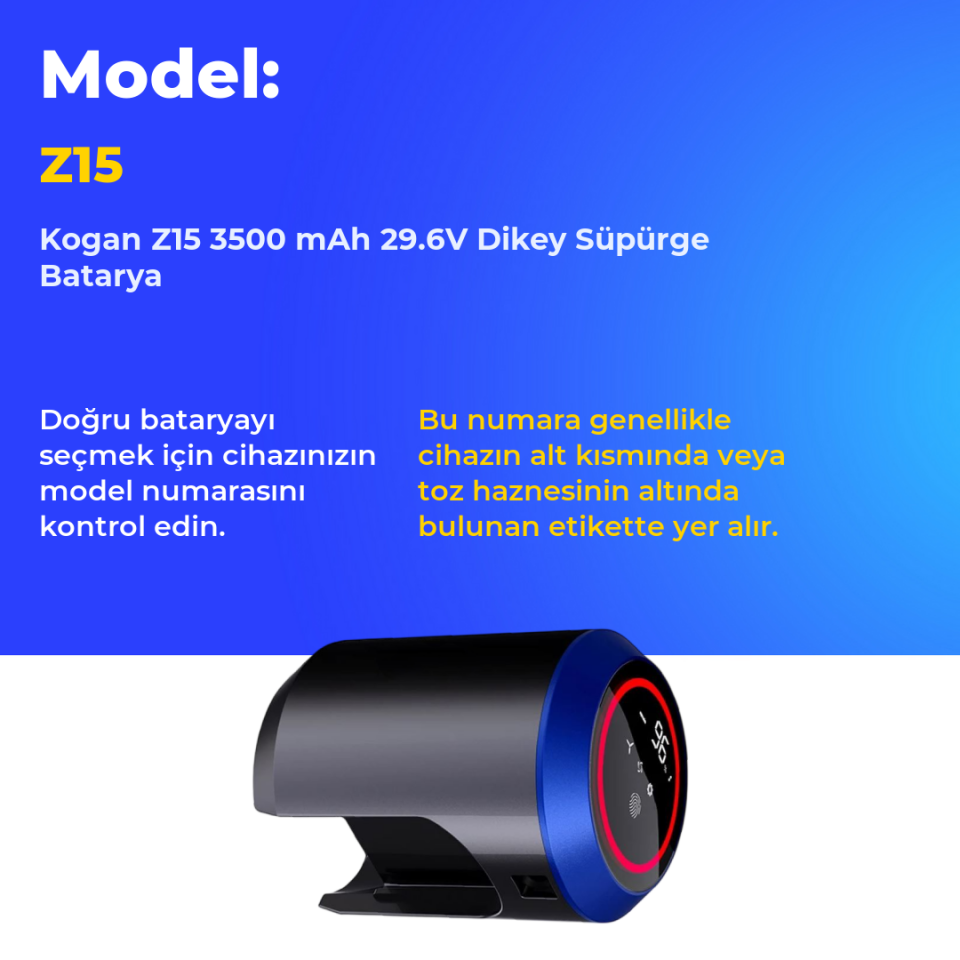 Kogan Z15 3500 mAh 29.6V Dikey Süpürge Batarya