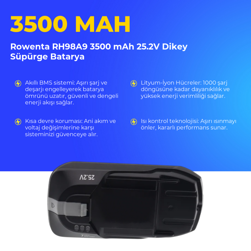 Rowenta RH98A9 3500 mAh 25.2V Dikey Süpürge Batarya
