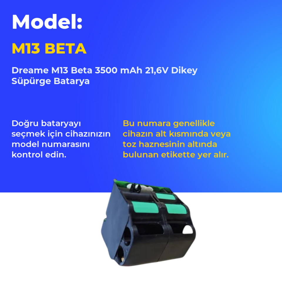 Dreame M13 Beta 3500 mAh 21,6V Dikey Süpürge Batarya