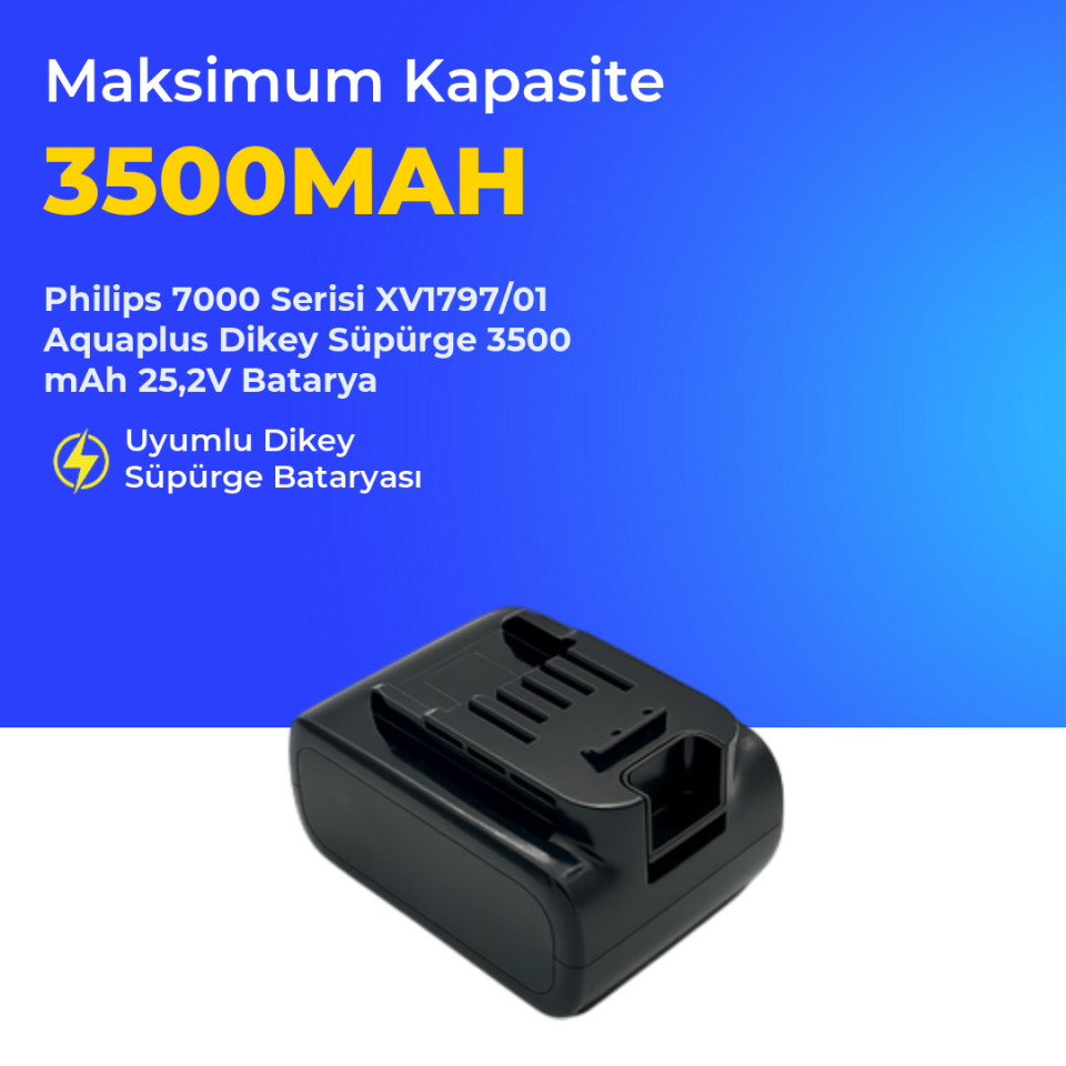 Philips 7000 Serisi XV1797/01 Aquaplus Dikey Süpürge 3500 Mah 25.2 V Batarya – Orjinal Uyumlu Uzun Ömürlü, Maksimum Performans Pil