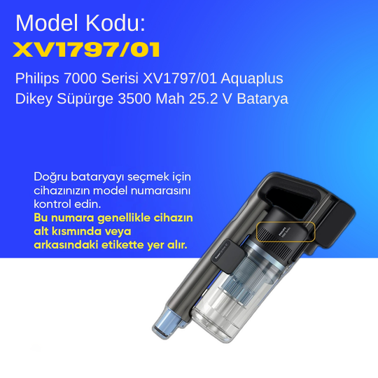 Philips 7000 Serisi XV1797/01 Aquaplus Dikey Süpürge 3500 Mah 25.2 V Batarya – Orjinal Uyumlu Uzun Ömürlü, Maksimum Performans Pil