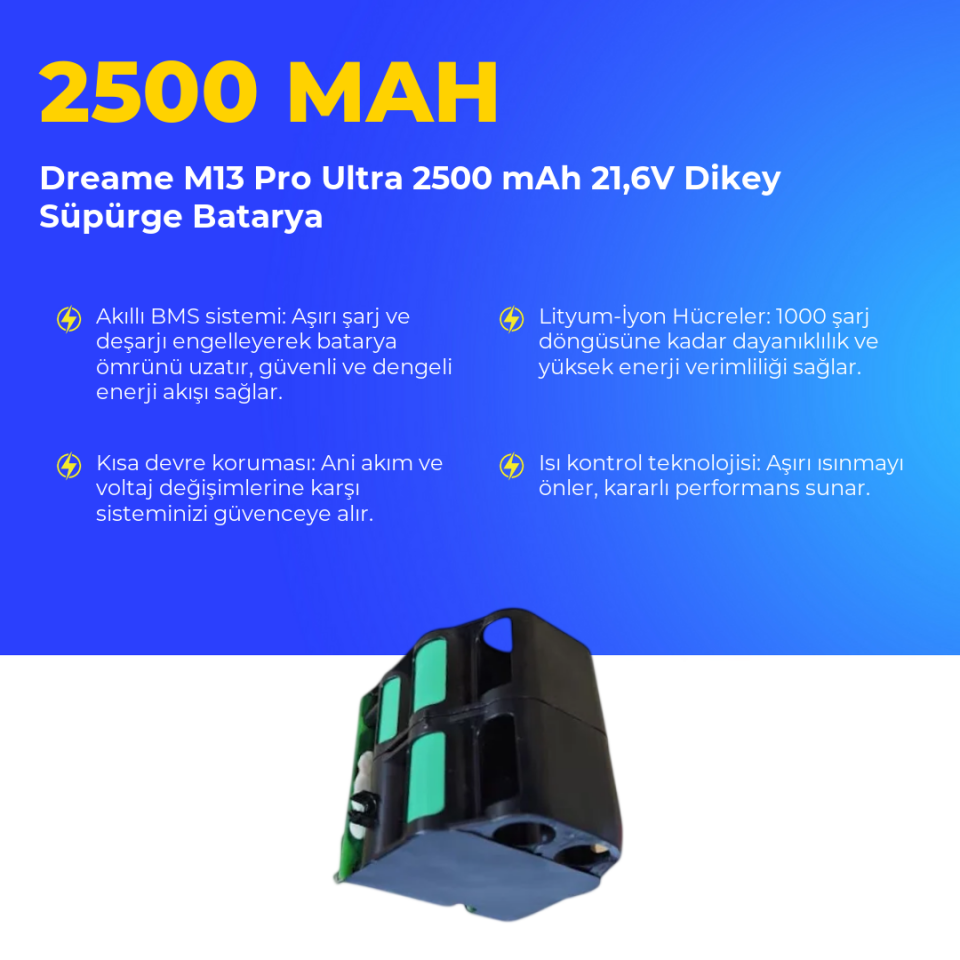 Dreame M13 Pro Ultra 2500 mAh 21,6V Dikey Süpürge Batarya