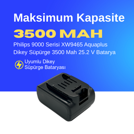 Philips 9000 Serisi XW9465 Aquaplus Dikey Süpürge 3500 Mah 25.2 V Batarya – Orjinal Uyumlu Uzun Ömürlü, Maksimum Performans Pil