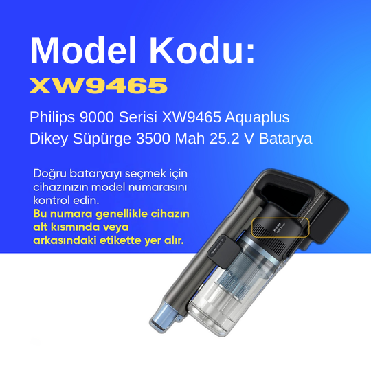 Philips 9000 Serisi XW9465 Aquaplus Dikey Süpürge 3500 Mah 25.2 V Batarya – Orjinal Uyumlu Uzun Ömürlü, Maksimum Performans Pil