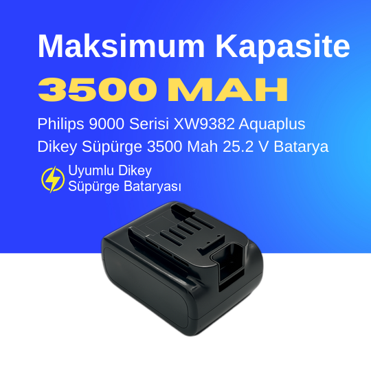 Philips 9000 Serisi XW9382 Aquaplus Dikey Süpürge 3500 Mah 25.2 V Batarya – Orjinal Uyumlu Uzun Ömürlü, Maksimum Performans Pil