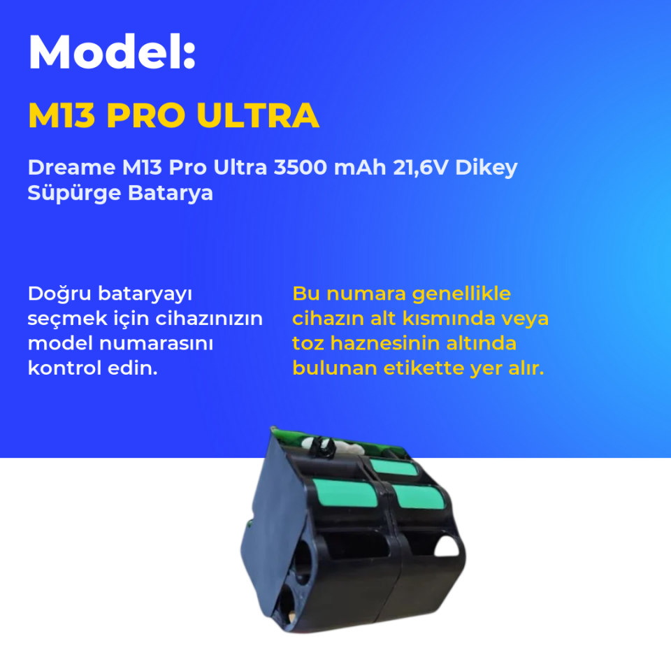 Dreame M13 Pro Ultra 3500 mAh 21,6V Dikey Süpürge Batarya