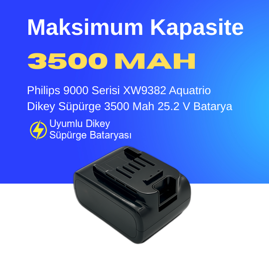 Philips 9000 Serisi XW9382 Aquatrio Dikey Süpürge 3500 Mah 25.2 V Batarya – Orjinal Uyumlu Uzun Ömürlü, Maksimum Performans Pil
