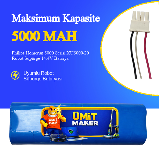 Philips Homerun 5000 Serisi XU5000/20 Robot Süpürge 5000 mAh Batarya
