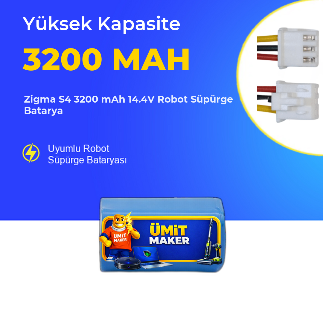 Zigma S4 3200 mAh 14.4V Robot Süpürge Batarya