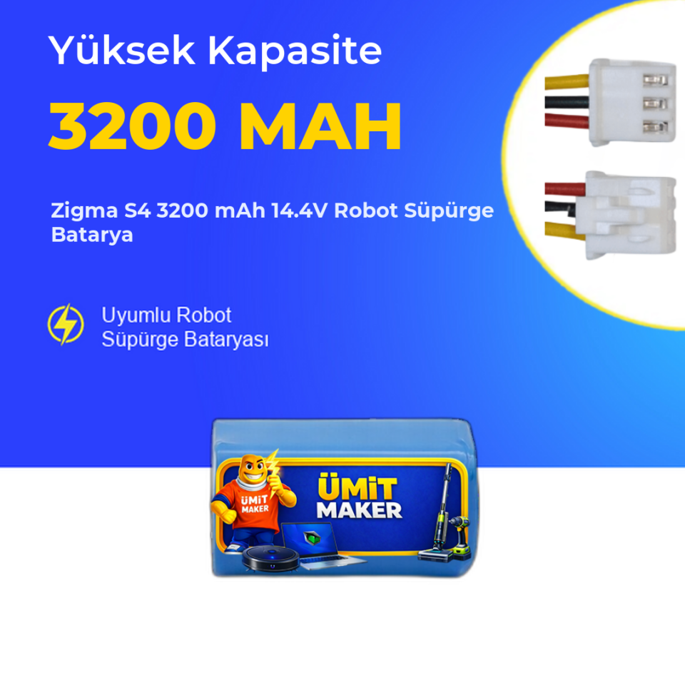 Zigma S4 3200 mAh 14.4V Robot Süpürge Batarya