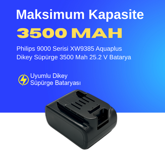 Philips 9000 Serisi XW9385 Aquaplus Dikey Süpürge 3500 Mah 25.2 V Batarya – Orjinal Uyumlu Uzun Ömürlü, Maksimum Performans Pil