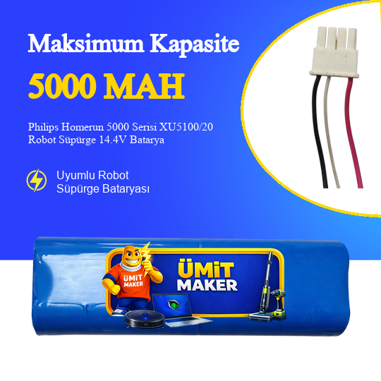 Philips Homerun 5000 Serisi XU5100/20 Robot Süpürge 5000 mAh Batarya