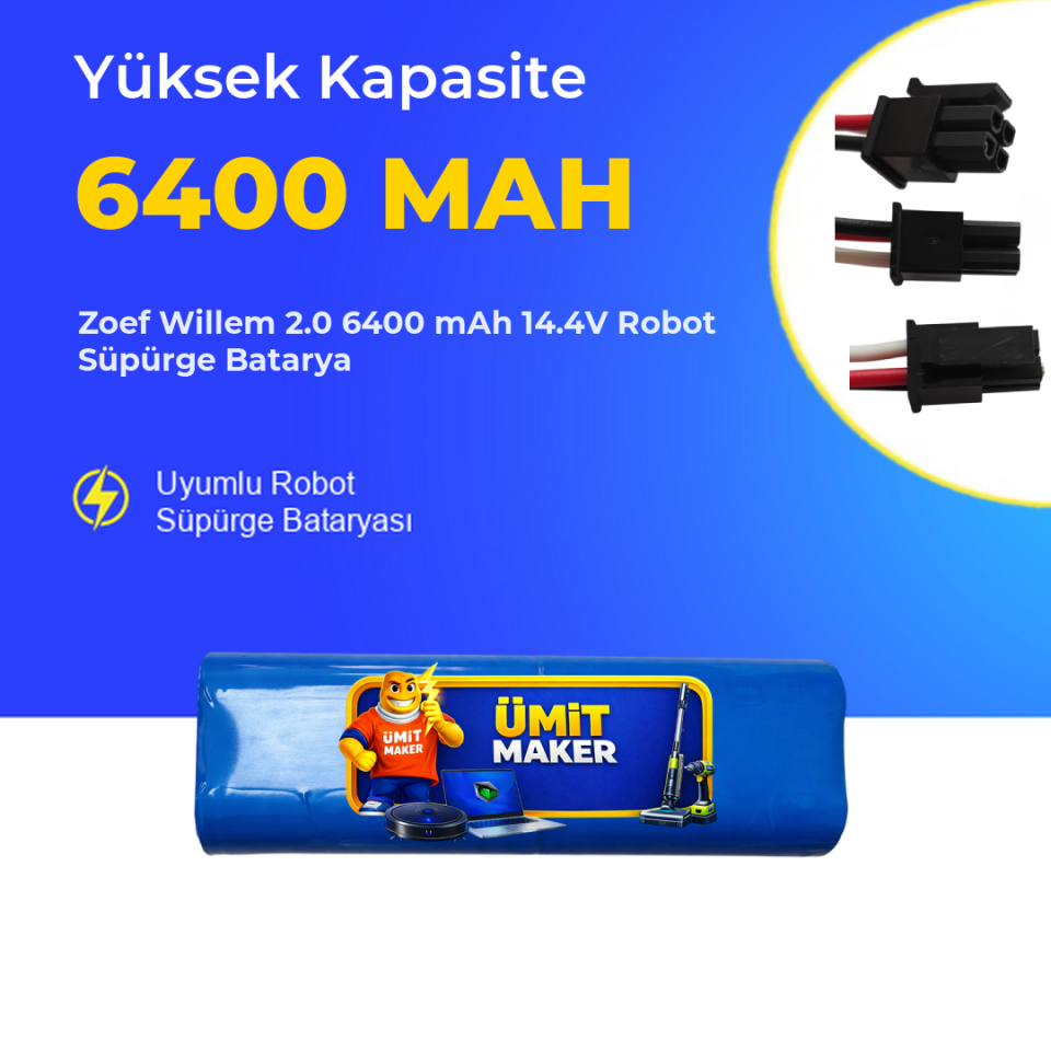 Zoef Willem 2.0 6400 mAh 14.4V Robot Süpürge Batarya