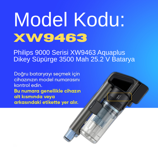 Philips 9000 Serisi XW9463 Aquaplus Dikey Süpürge 3500 Mah 25.2 V Batarya – Orjinal Uyumlu Uzun Ömürlü, Maksimum Performans Pil