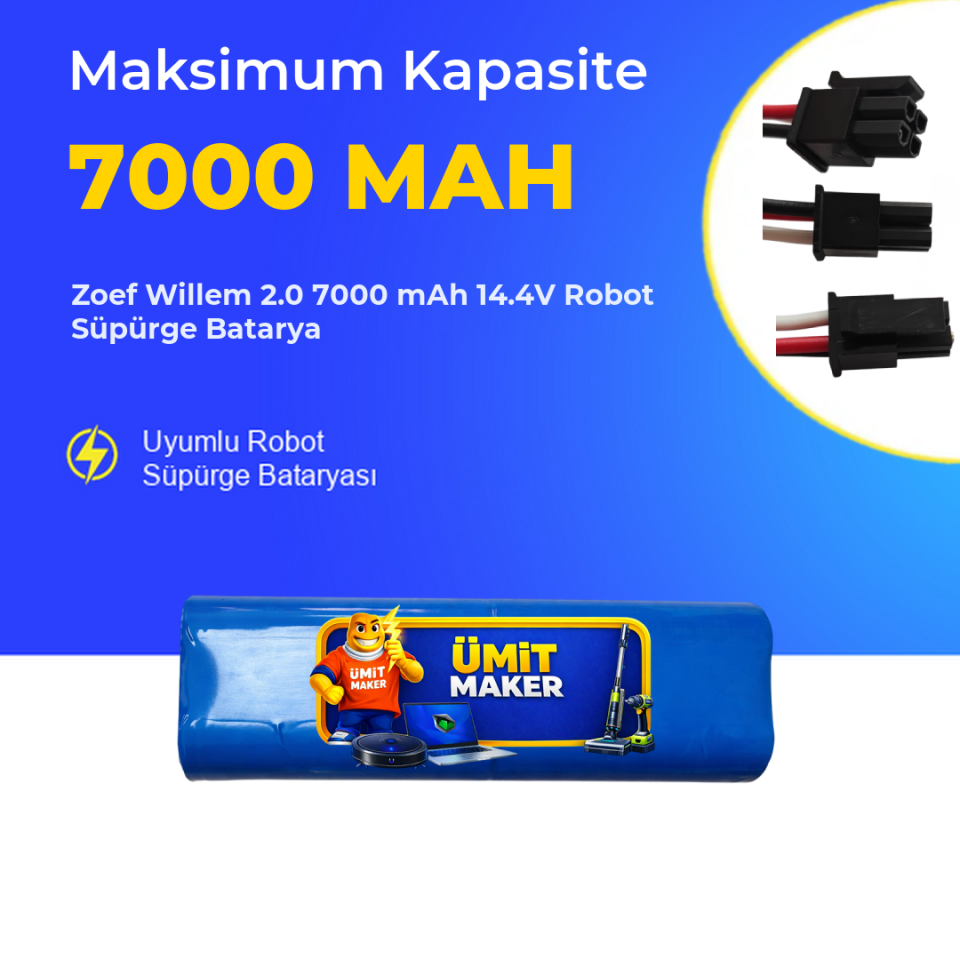 Zoef Willem 2.0 7000 mAh 14.4V Robot Süpürge Batarya