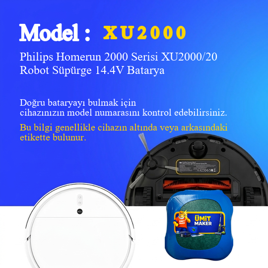 Philips Homerun 2000 Serisi XU2000/20 Robot Süpürge 5000 mAh Batarya