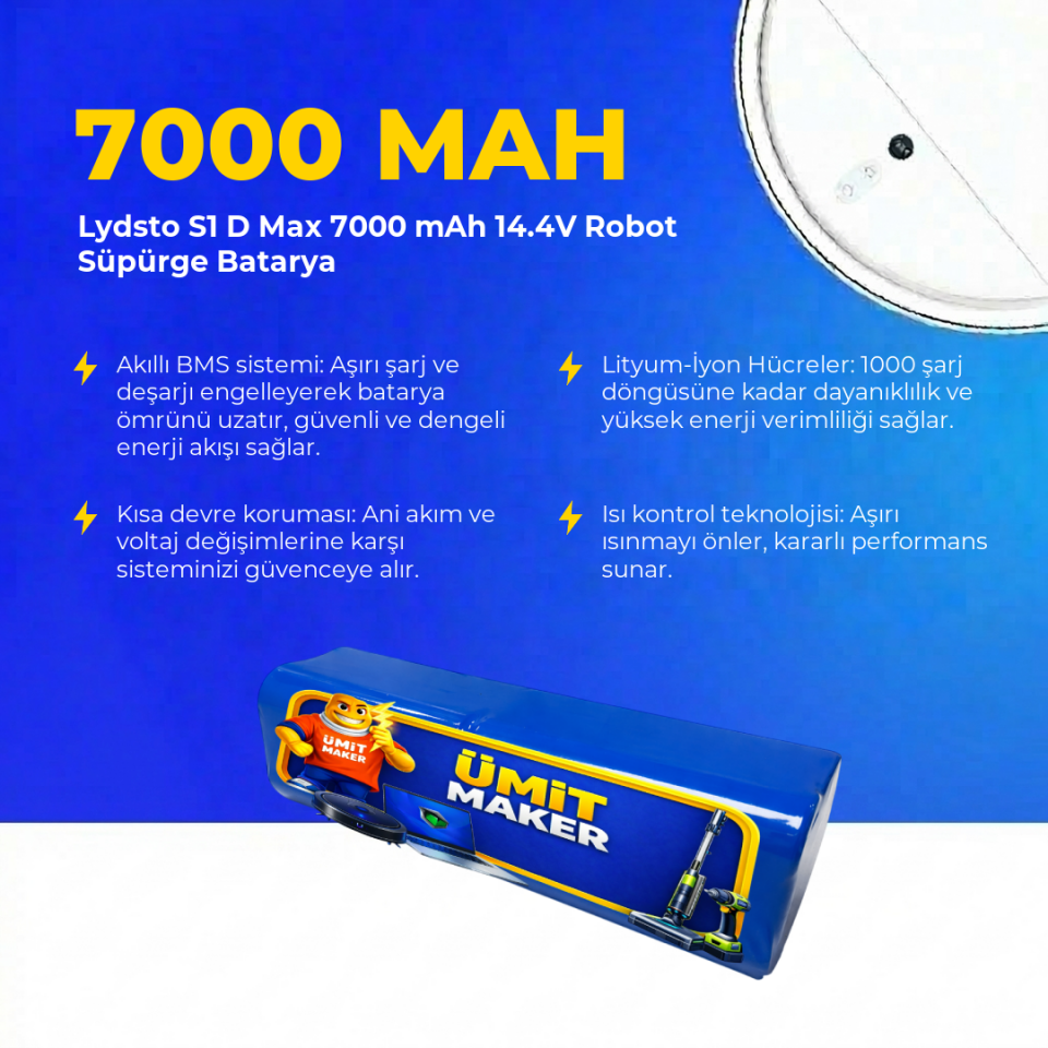 Lydsto S1 D Max 7000 mAh 14.4V Robot Süpürge Batarya
