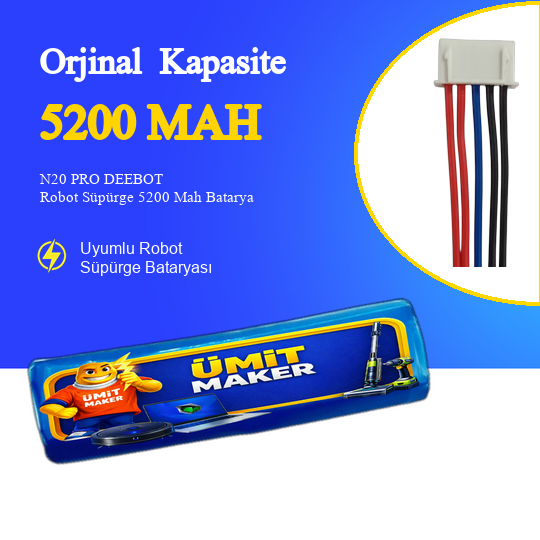 N20 PRO DEEBOT 5.200 Mah Uyumlu Uzun Ömürlü, Yüksek Performans Pil
