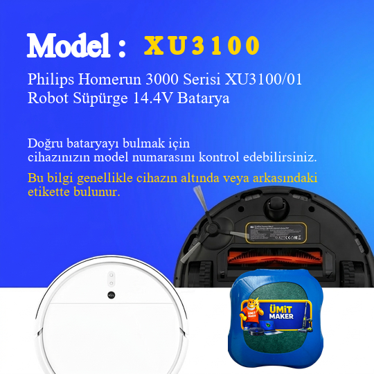 Philips Homerun 3000 Serisi XU3100/01 Robot Süpürge 5000 mAh Batarya