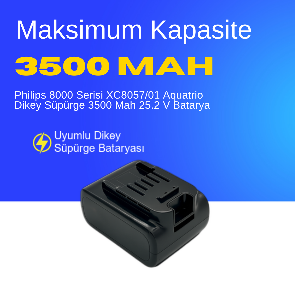 Philips 8000 Serisi XC8057/01 Aquatrio Dikey Süpürge 3500 Mah 25.2 V Batarya – Orjinal Uyumlu Uzun Ömürlü, Maksimum Performans Pil