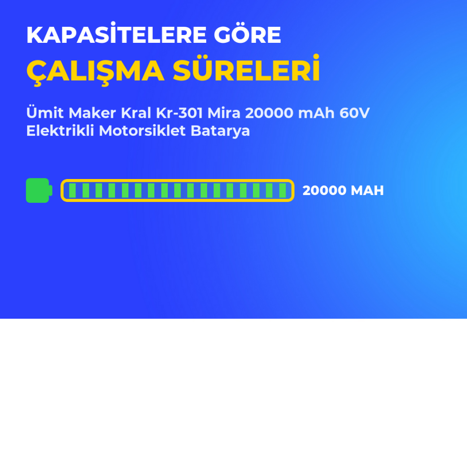 Kral Kr-301 Mira 20000 mAh 60V Elektrikli Motorsiklet Batarya