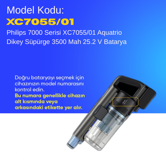 Philips 7000 Serisi XC7055/01 Aquatrio Dikey Süpürge 3500 Mah 25.2 V Batarya – Orjinal Uyumlu Uzun Ömürlü, Maksimum Performans Pil