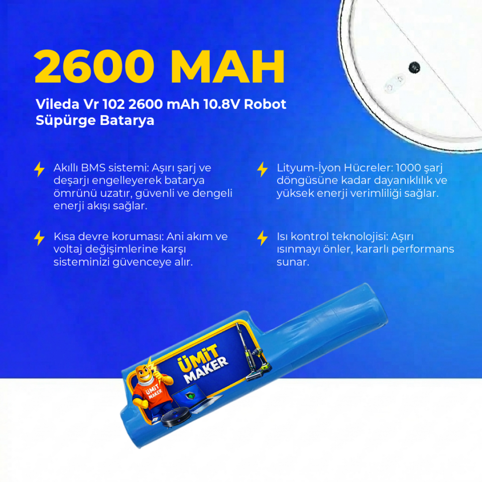 Vileda Vr 102 2600 mAh 10.8V Robot Süpürge Batarya