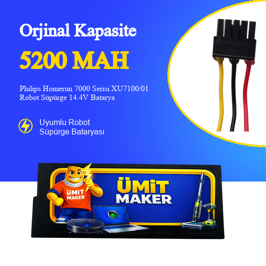 Philips Homerun 7000 Serisi XU7100/01 Robot Süpürge 5200 mAh Batarya