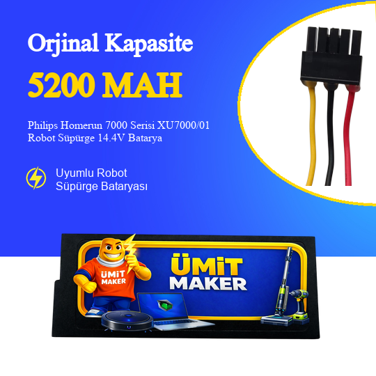 Philips Homerun 7000 Serisi XU7000/01 Robot Süpürge 5200 mAh Batarya