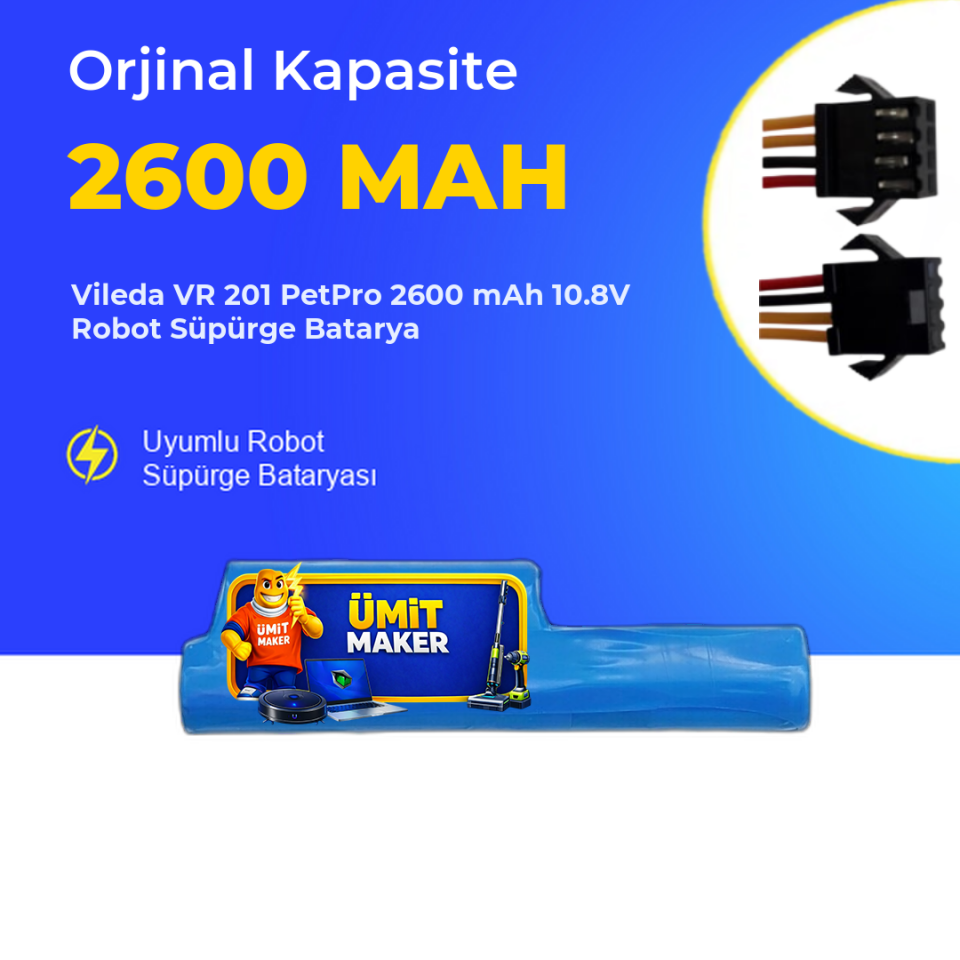 Vileda VR 201 PetPro 2600 mAh 10.8V Robot Süpürge Batarya