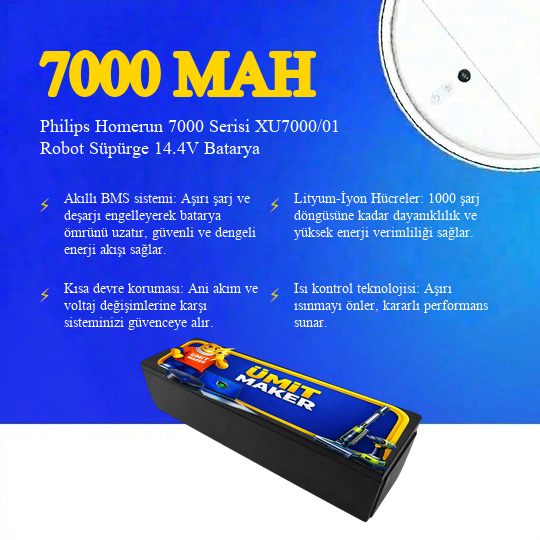 Philips Homerun 7000 Serisi XU7000/01 Robot Süpürge 7000 mAh Batarya