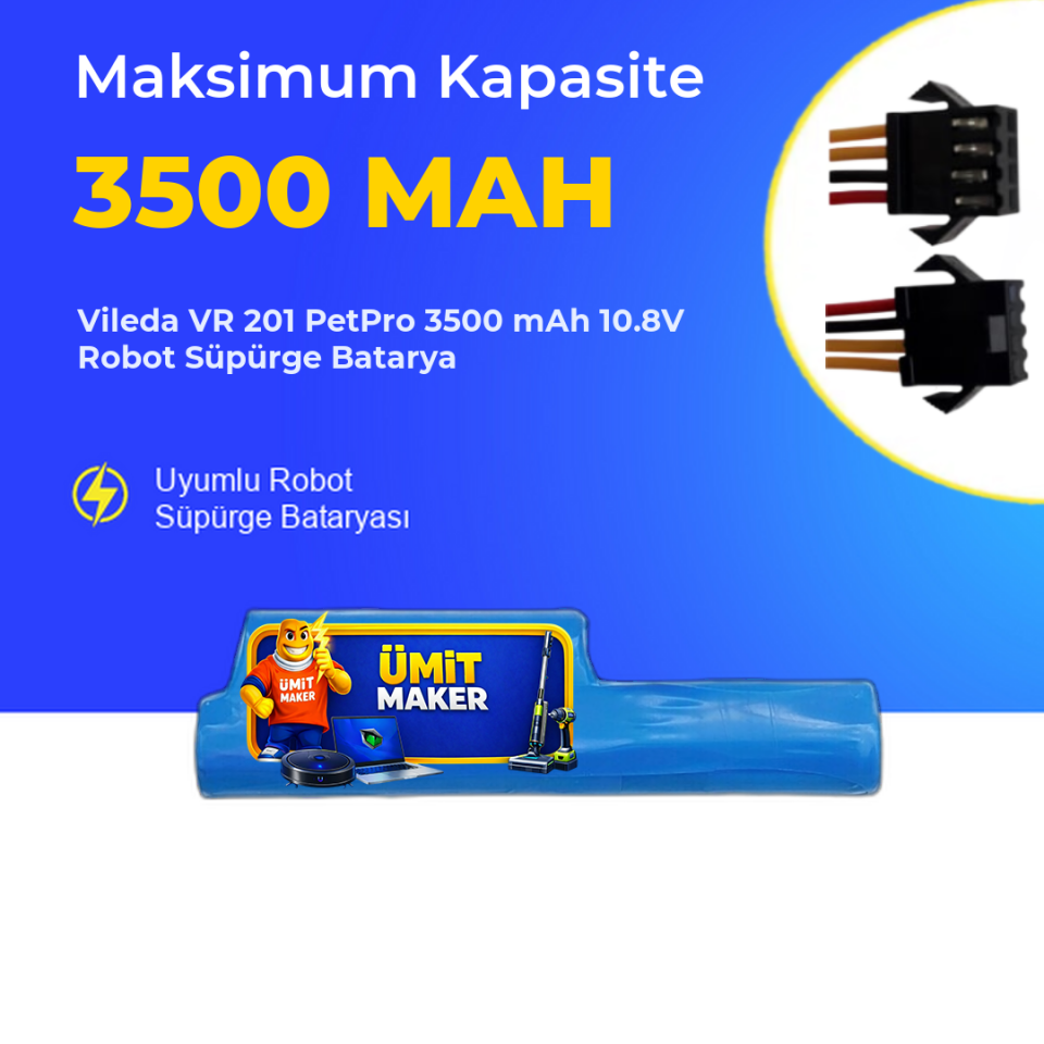Vileda VR 201 PetPro 3500 mAh 10.8V Robot Süpürge Batarya
