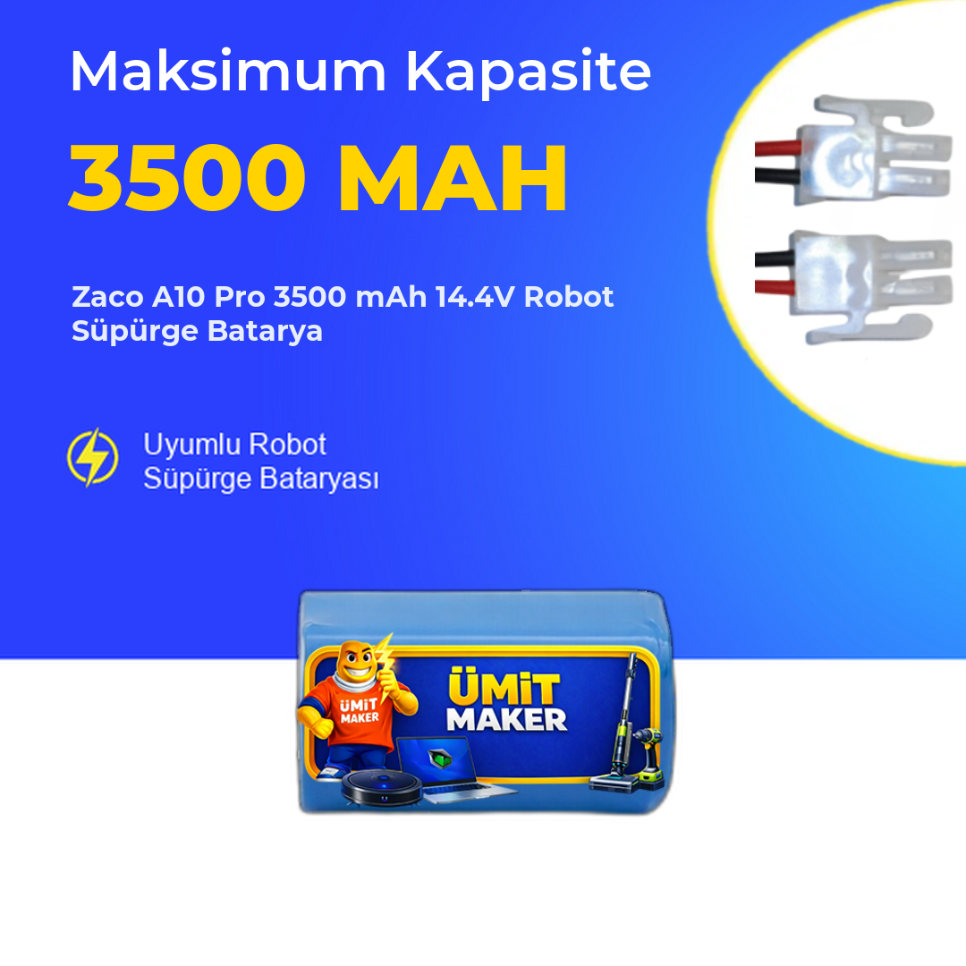 Zaco A10 Pro 3500 mAh 14.4V Robot Süpürge Batarya