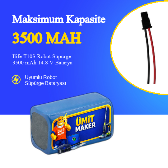 Ilife T10S Robot Süpürge 3500 mAh 14.8V Batarya