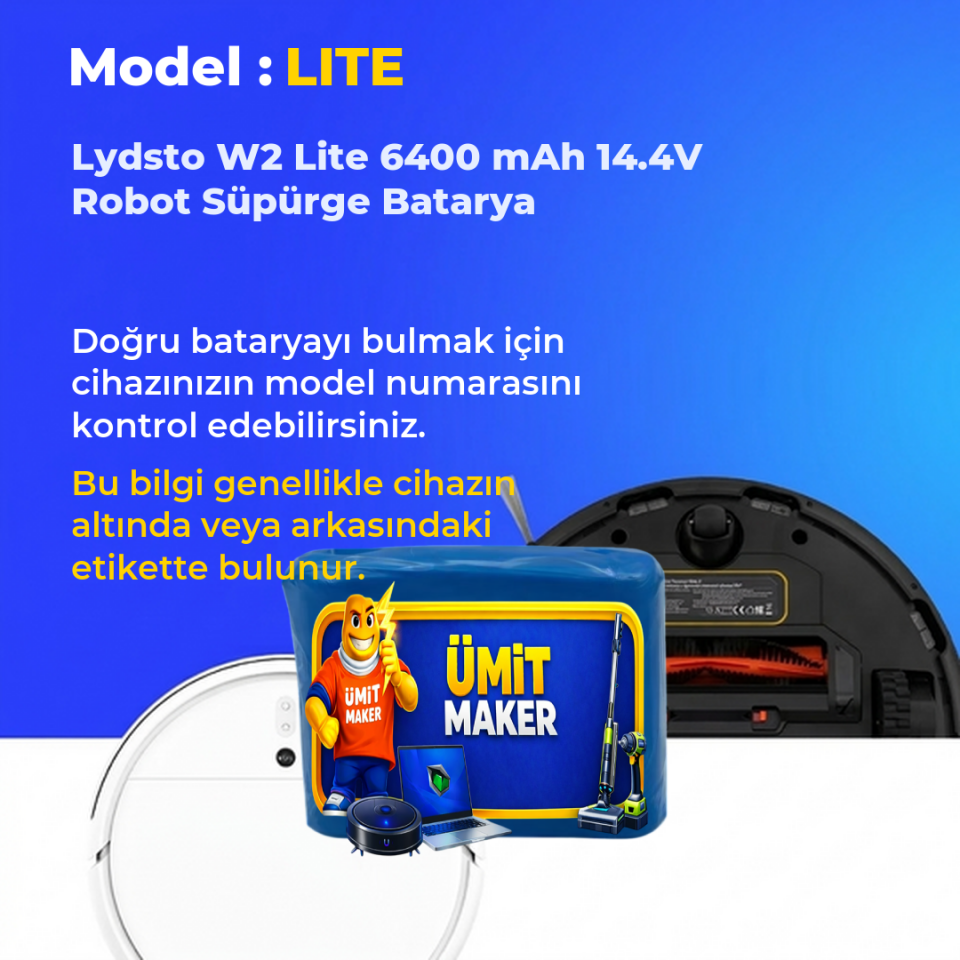 Lydsto W2 Lite 6400 mAh 14.4V Robot Süpürge Batarya