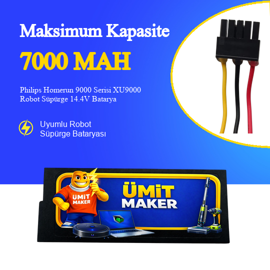 Philips Homerun 9000 Serisi XU9000 Robot Süpürge 7000 mAh Batarya