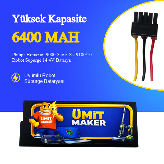 Philips Homerun 9000 Serisi XU9100/10 Robot Süpürge 6400 mAh Batarya