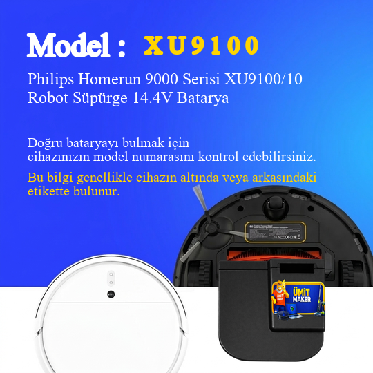 Philips Homerun 9000 Serisi XU9100/10 Robot Süpürge 6400 mAh Batarya