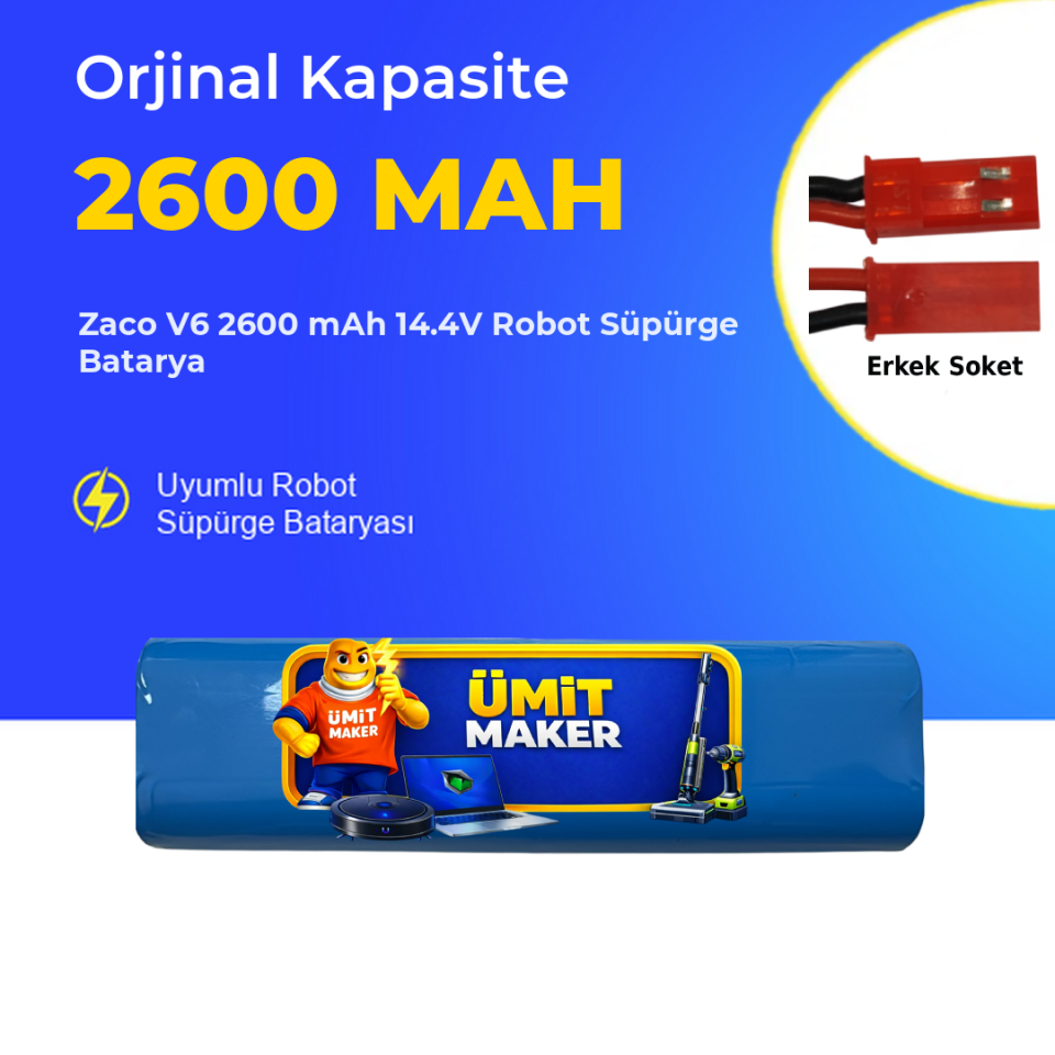 Zaco V6 2600 mAh 14.4V Robot Süpürge Batarya